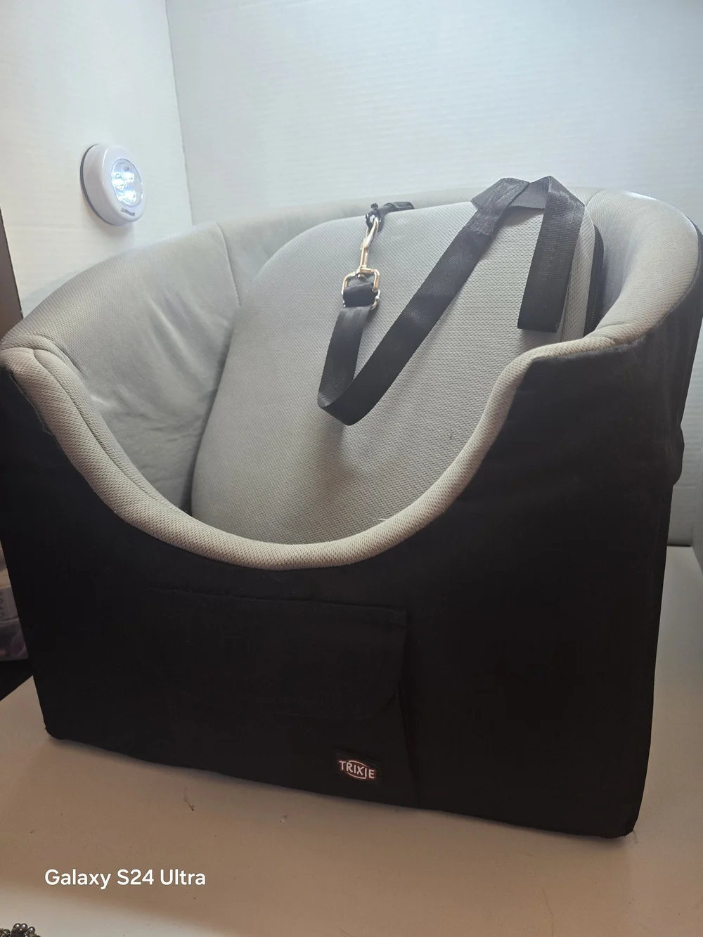 Trixie Gray and Black Pet Car Seat — Cozy Travel Booster